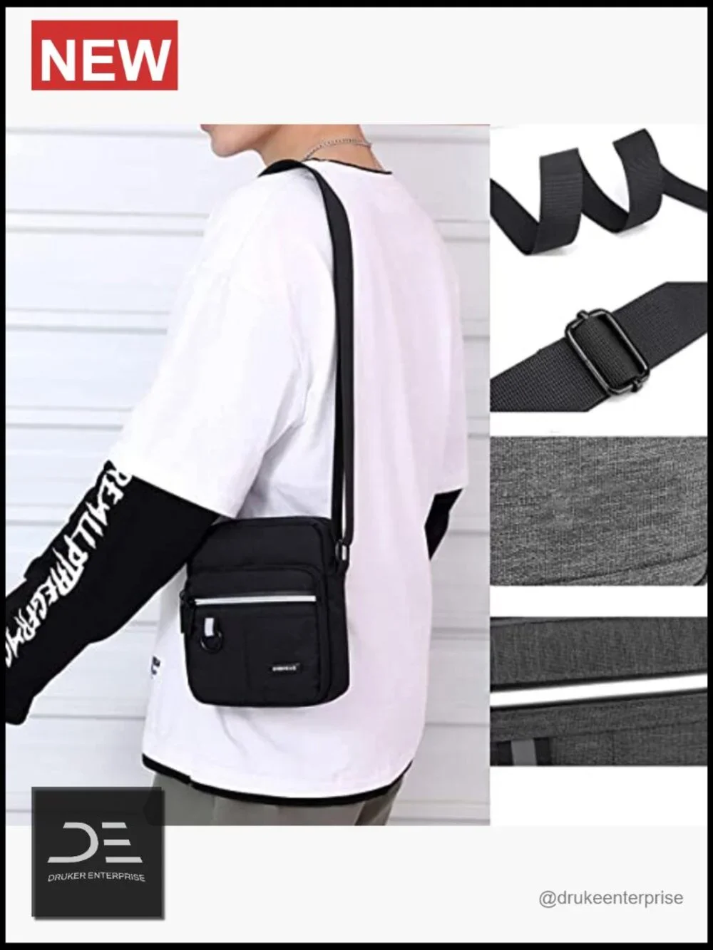 Canvas Crossbody Bag for Men, Small Shoulder Bag, Mini Messenger Bag, Cell